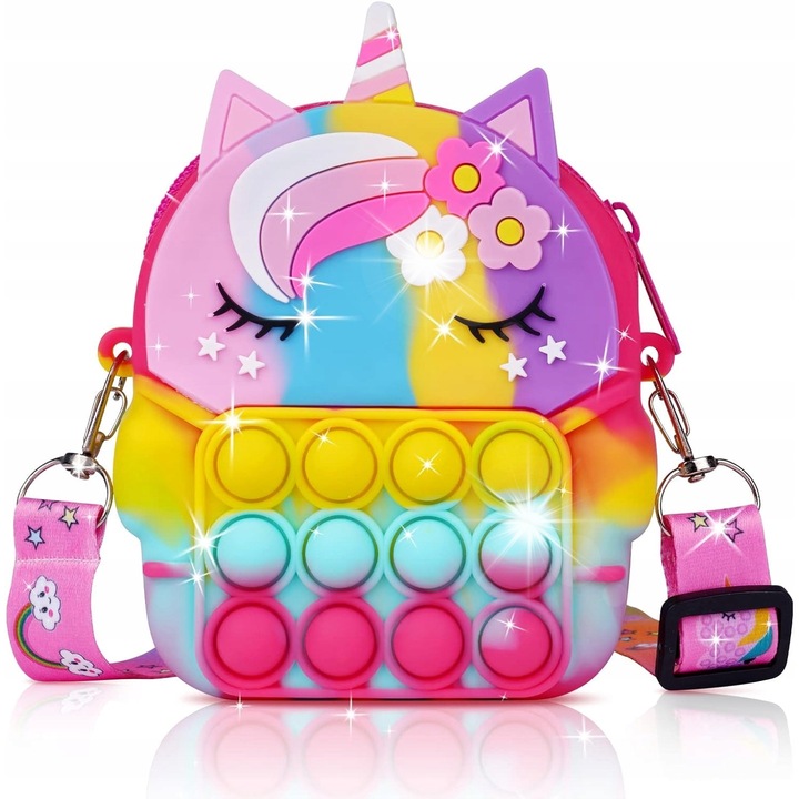 Unikornis táska gyerekeknek, többszínű, Pop It játékkal