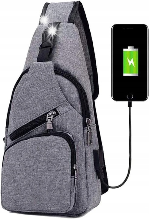 Unisex taktikai táska, USB porttal, 32.5x19x10.5cm, fekete