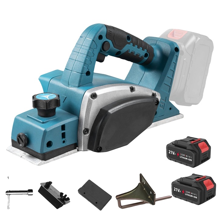 Rindel electric, doua baterii, motor fara perii, latime de planare 82mm, adancime de taiere 2mm