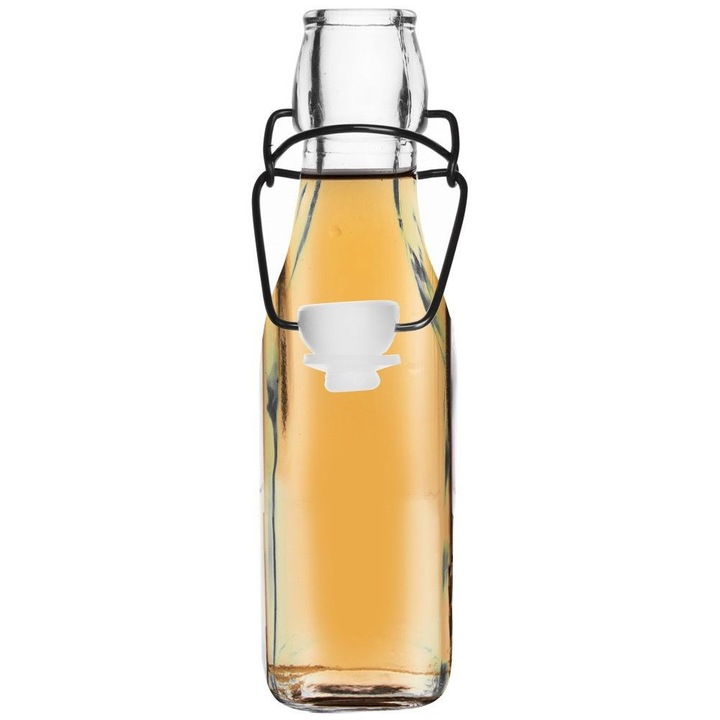 Dozator din sticla cu clip pentru ulei de masline, Artemis, 290 ml, 5x5x20 cm, transparent