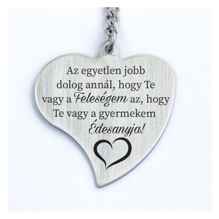 Breloc inimă gravat pentru soția mea, mama copilului meu