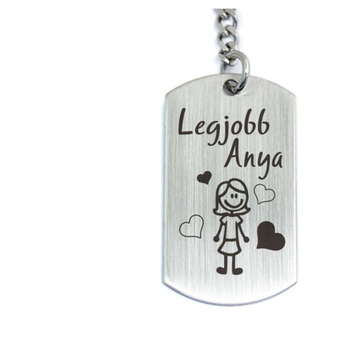 Breloc cu pandantiv pătrat din oțel "Cea mai bună mamă"