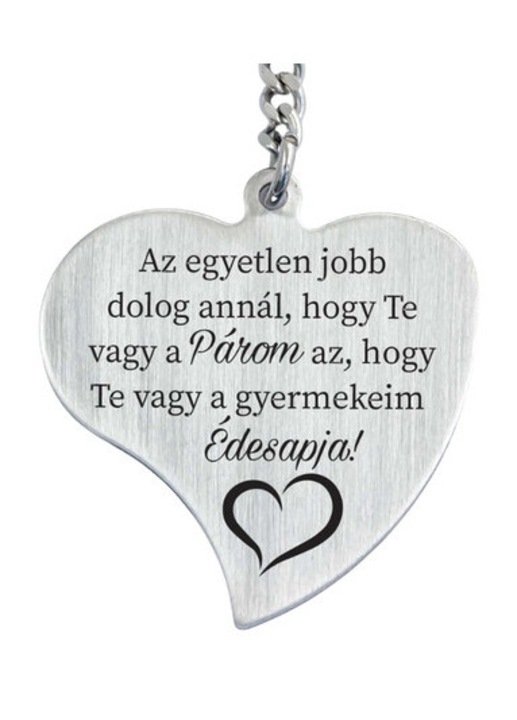 Páromnak Gyermekeim Édesapjának Gravírozott Szív Kulcstartó