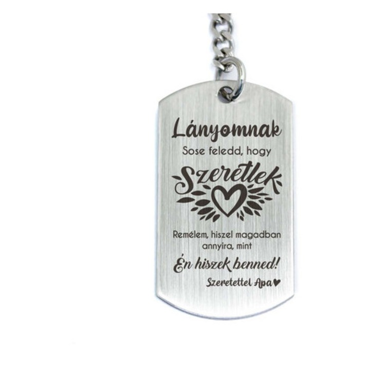 Breloc cu pandantiv din oțel "Cred în tine, fiica mea, tată"