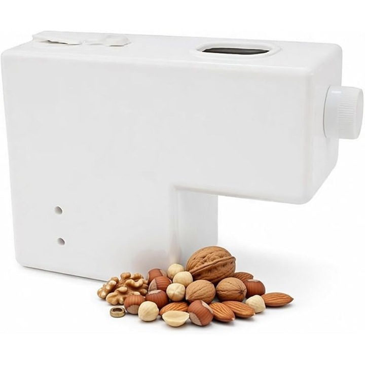 Decojitor electric de migdale si spargator de nuci Pelamatic, Pentru fructe de mare, dulciuri, fructe si legume, Decojitor pentru nuci mari, alb, plastic