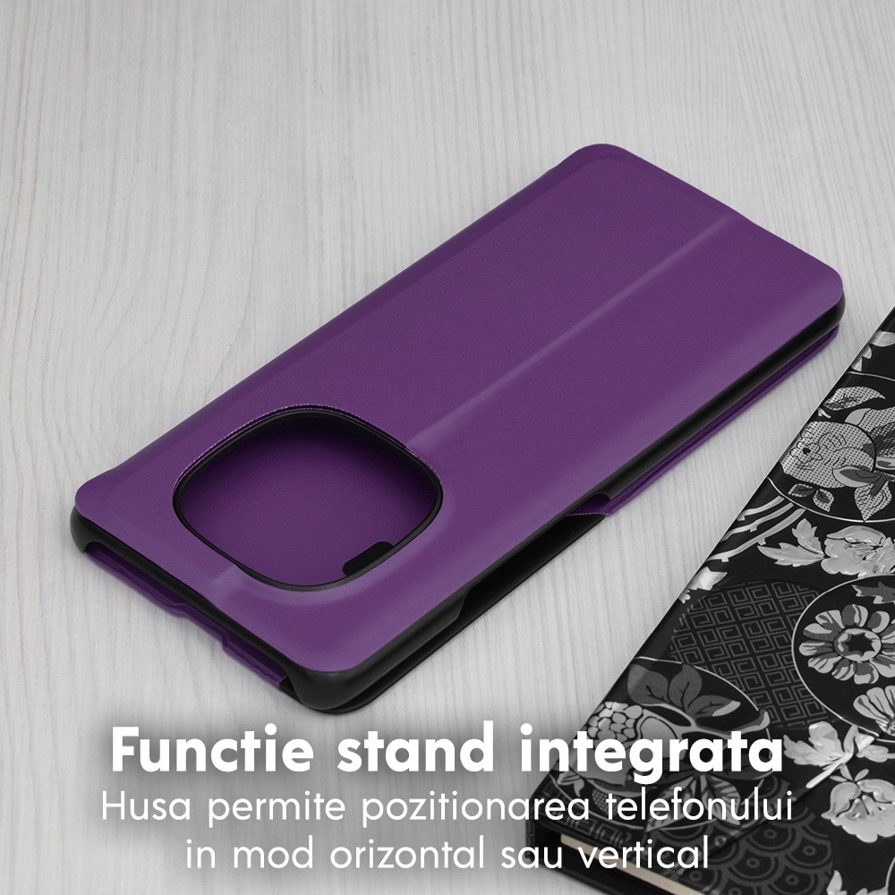 Husa pentru Xiaomi Redmi Note 15 Pro 5G Tip Carte, S-View, Functie de Stand, Calitate Premium, Antisoc, Protectie Sporita, Mov