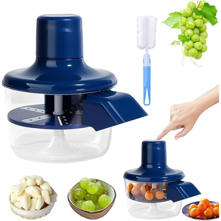 Decojitor electric pentru struguri, aparat de curatat struguri reincarcabil USB, aparat automat de curatat usturoi, decojitor multifunctional pentru fructe, ideal pentru struguri, cirese, rosii (albastru)