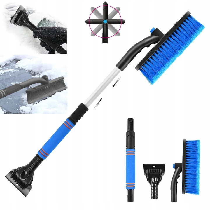 Racleta auto 3 in 1 cu perie, Gxlaihly, albastra, 60cm