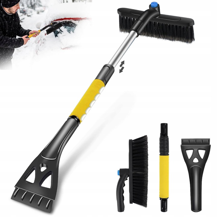 Skrobator de gheata si perie de zapada 3 in 1, HXUING, telescopic, 63x80cm, pentru SUV-uri si camioane