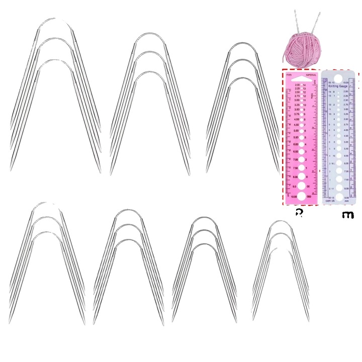 21 darabos körkötőtű készlet, rozsdamentes acél, ezüst