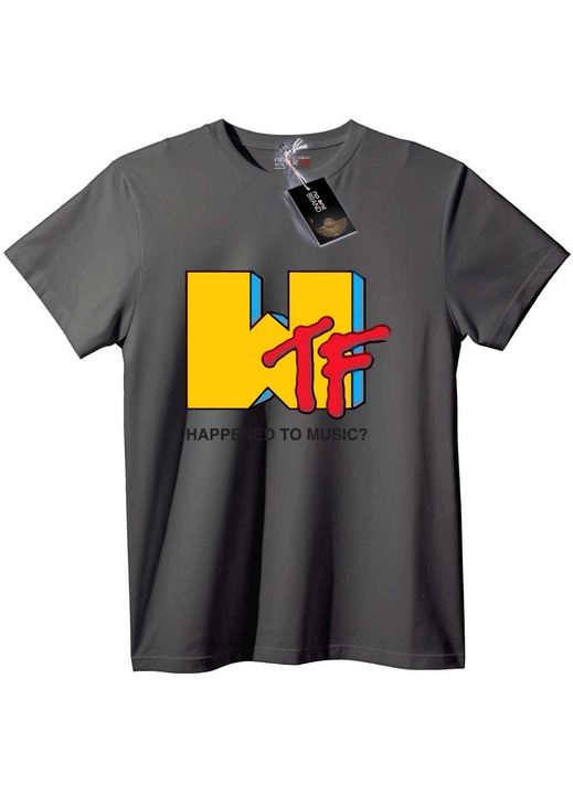 Tricou WTF Happened to Music, Gri