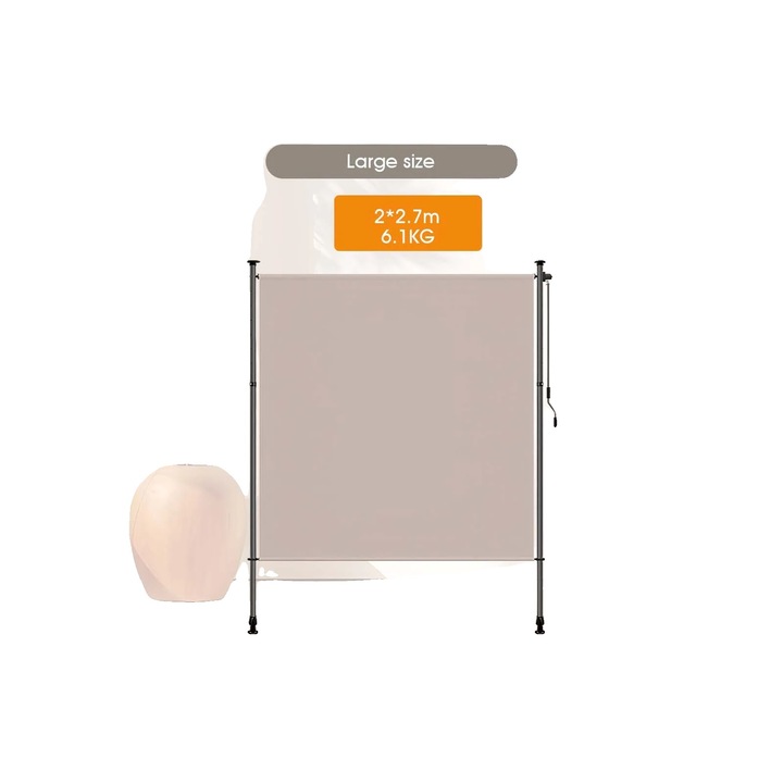 Umbra verticala exterioara, manuala, inaltime ajustabila, khaki, 2Mx2.7M