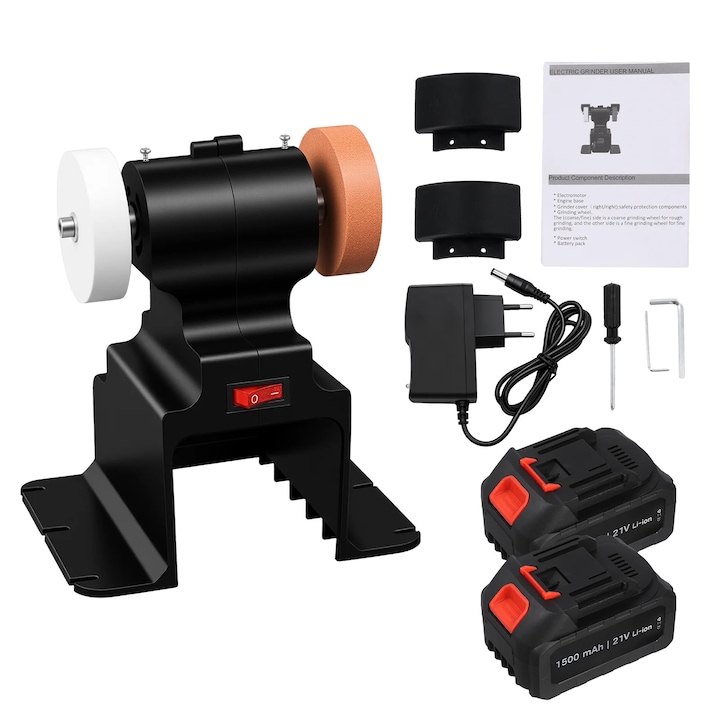 Slefuitor electric de banc, viteza 6000 RPM, slefuire multifunctionala, cu 2 baterii, UE