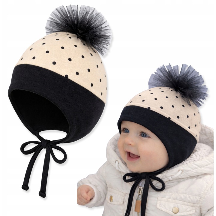 Caciula copii 38-40 Muslin + bumbac, cu set primavara/vara/toamna