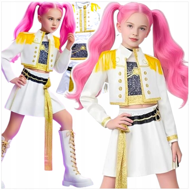 Costum Cosplay fete Mira Pop Singer, Stil K‑Pop Idol, multicolor, 9-10 ani, Funny Party Shop®