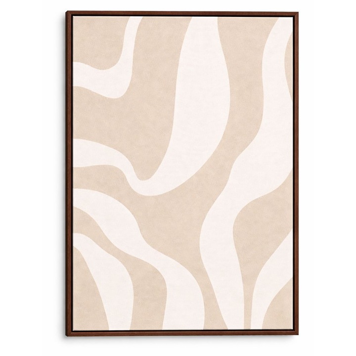 Tablou Decorativ Modern Canvas, Model Abstract Bej cu Alb, Stil Minimalist pentru Living sau Dormitor