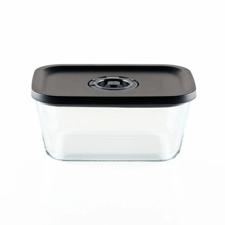 Caserola ermetica din sticla borosilicata 1400 ml, Lätt Home, dreptunghiulara, cu capac vacuum, transparenta