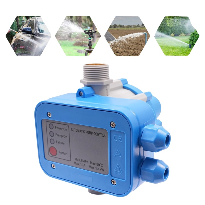 Controler de presiune pentru pompe de apa, 220-240V, 1.1KW, 10A, 10bar, 24x18x18cm