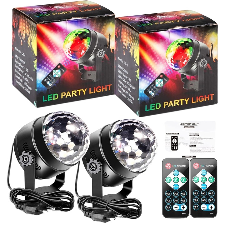 Диско топка, RGB осветление, дистанционно управление, EU щепсел, преносим комплект