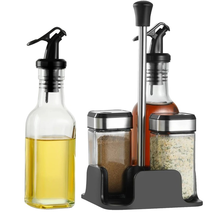 Dispenser pentru ulei si otet, design etans, sticla borosilicata, 500 ml, 8.5x3 inch, 1 buc.