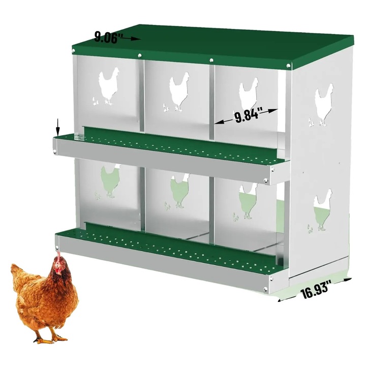 Cutii pentru oua, 6 compartimente, material galvanizat, verde