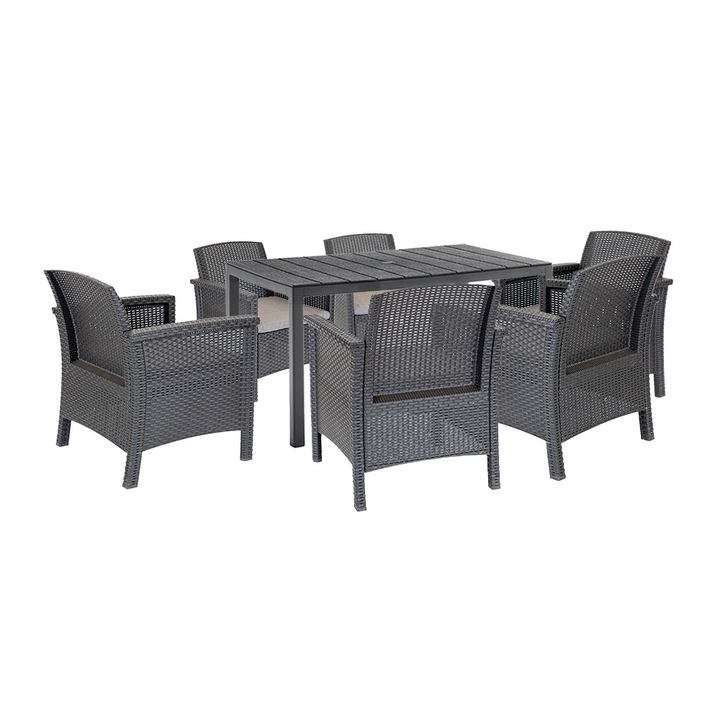 Set mobilier de grădină Leziter Meda 6+1 grafit