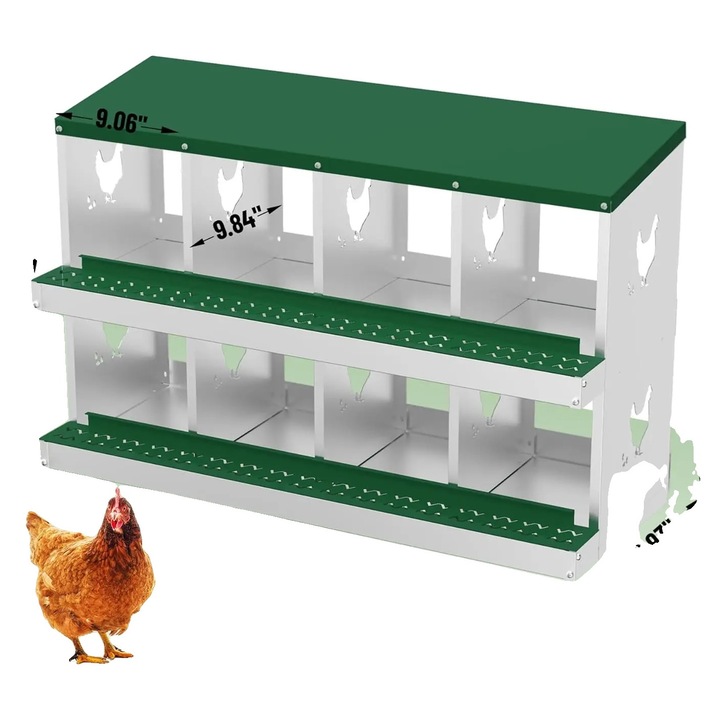 Cutii pentru oua, material galvanizat, 8 compartimente, verde