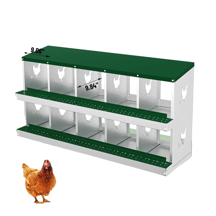 Cutii pentru oua, 10 compartimente, material galvanizat, verde
