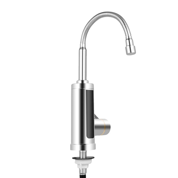 Azonnali elektromos csaptelep, 360 fokos forgatás, biztonsági funkciók, ezüst