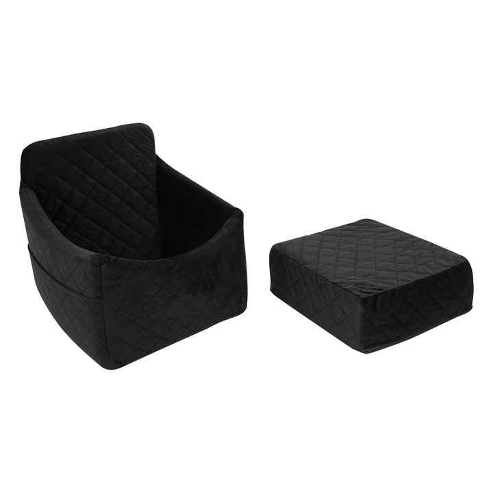 Culcus pentru animale, flanel confortabil, dimensiuni 18.5x18.5x17.72 inchi, cu curele ajustabile, pentru animale mici si medii