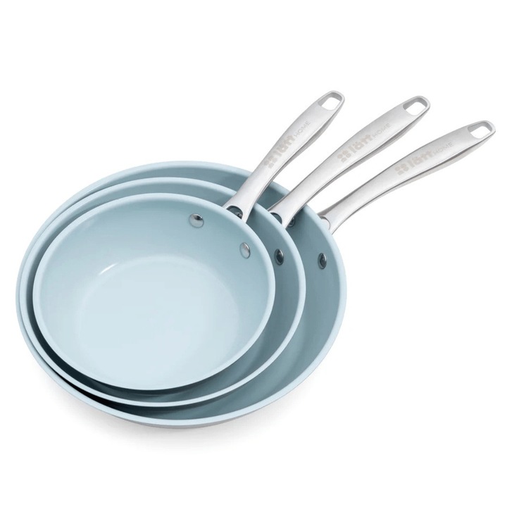 Set 3 Tigai inox cu strat ceramic antiaderent Ø20/24/28 cm, Lätt Home Vita, baza Full Induction
