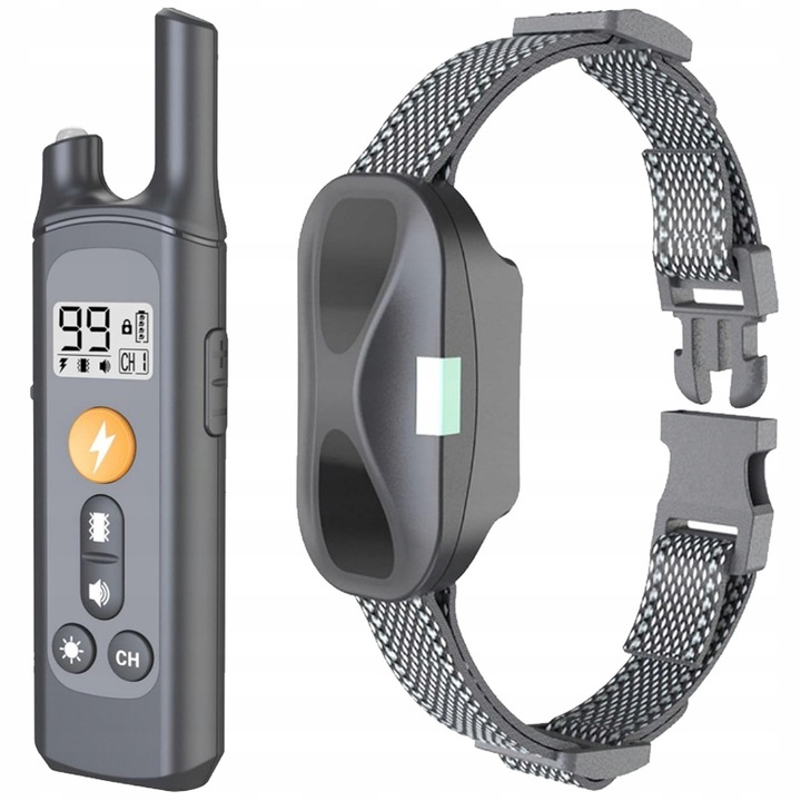 Zgarda electrica de antrenament pentru caini, 800m, waterproof, cu telecomanda, set complet