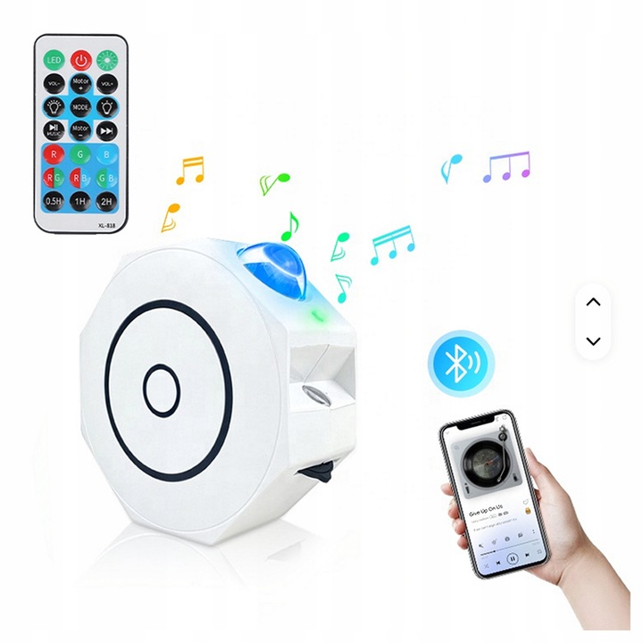 Projektor de stele LED, randuri de cer, efecte RGB, 13,8x13,8x5,7cm, set cu telecomanda