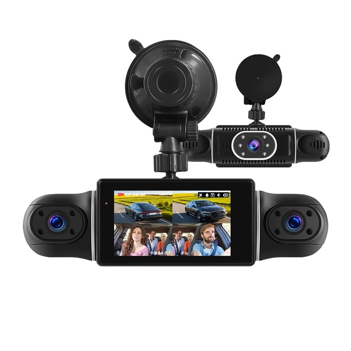Camera auto DVR, 1080P, 360 grade, 3 inch, noapte cu viziune imbunatatita