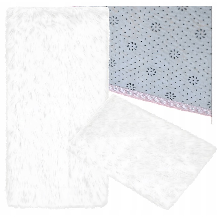 Килим Shaggy Real Garden 120x80cm, мек, пухкав, цвят слонова кост, противоплъзгащ