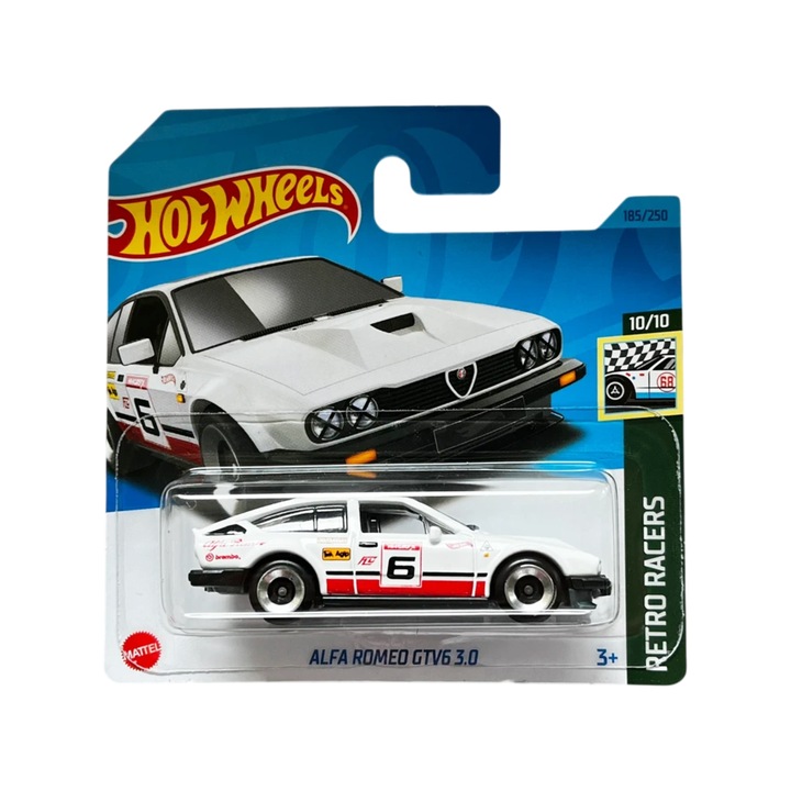 Masinuta Hot Wheels, Alfa Romeo GTV6 3.0, alb, scara 1:64, model 2023