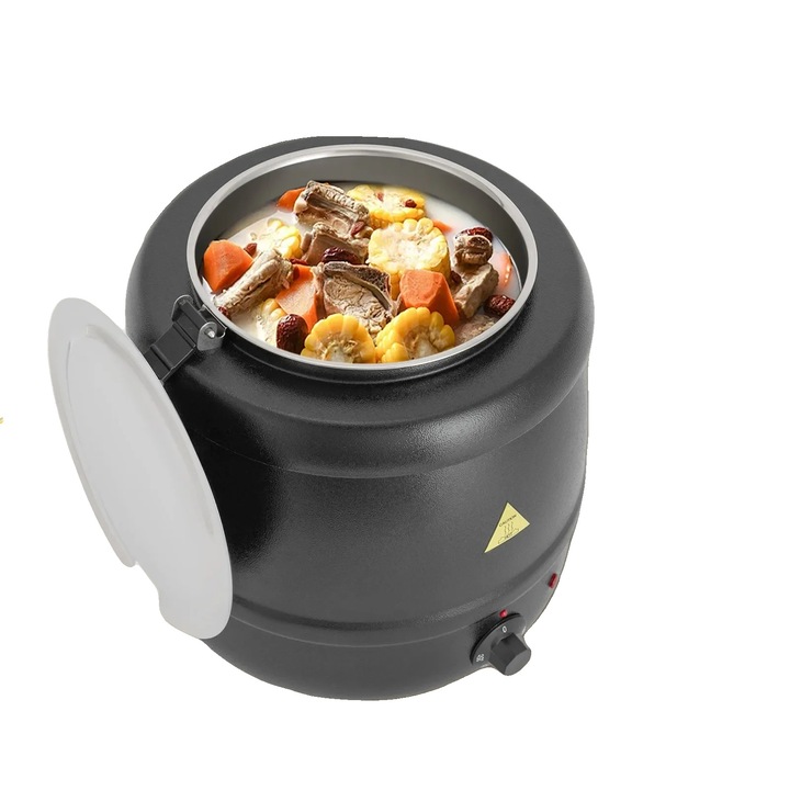Oala electrica pentru supa, capacitate 10L, insertie din inox neagra, 35x38cm