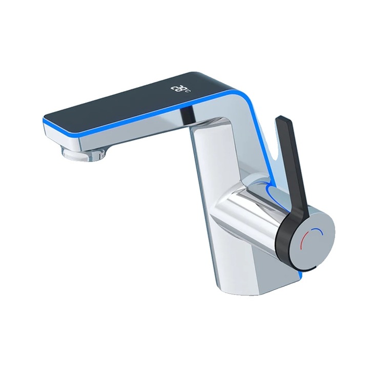 Baterie sanitara, display LED pentru temperatura, moduri de pulverizare duale, argintie