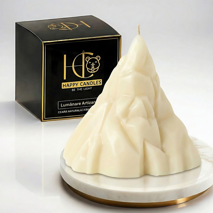 Свещ от естествен пчелен восък, Happy Candles, Планина, Слонова кост, Ръчно изработена, 65гр