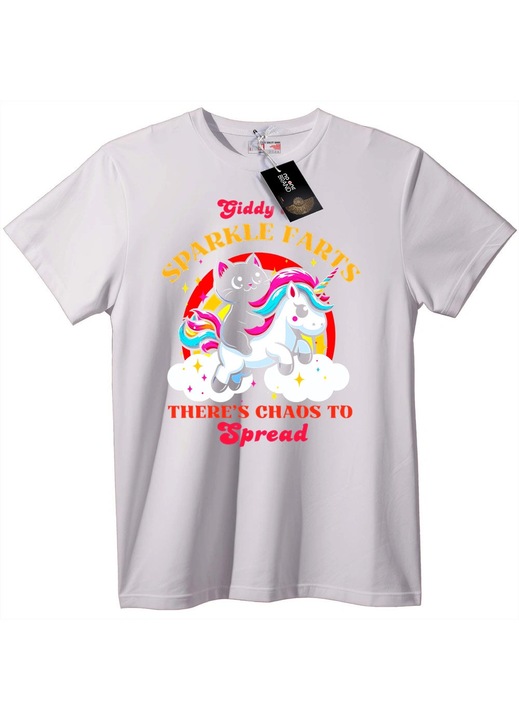Tricou Giddy Sparkle Farts, Alb
