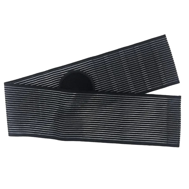 Centura de suport pentru hernie ombilicala, ajustabila, cu pad de compresie detasabil, neagra, S-M (86CM)