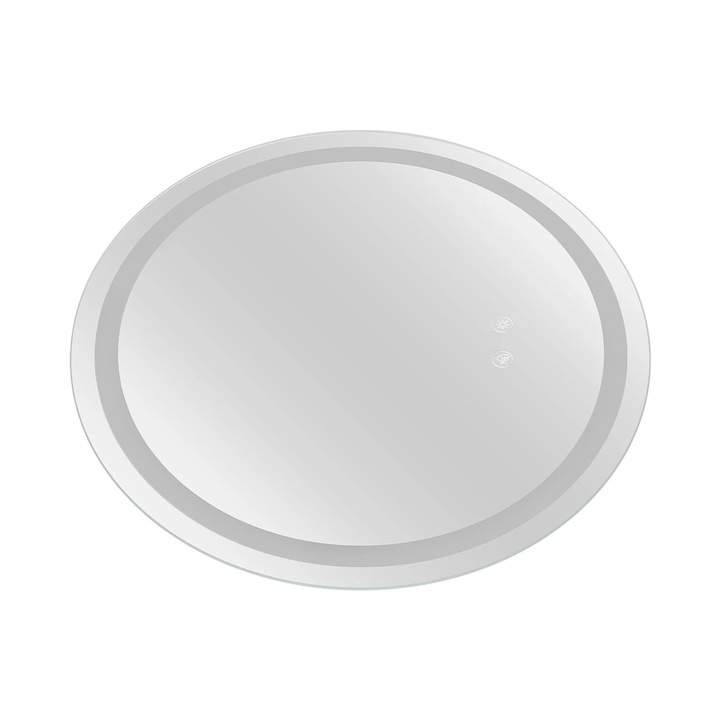 Oglinda de baie, 50 cm diametru, functie anti-aburire, control prin touch, 3 culori de iluminare