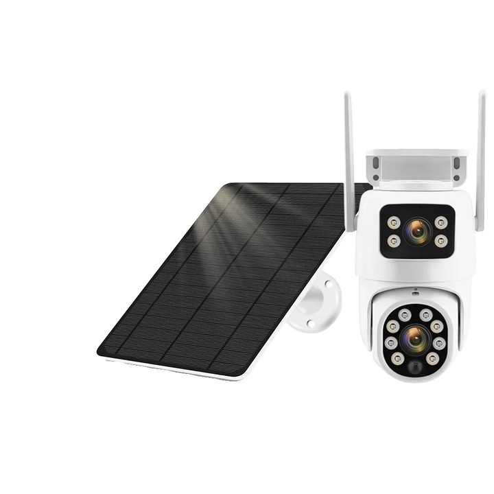 Камера за наблюдение, 4G, нощно виждане, 12MP, соларно захранване, монтаж на таван или стена, комплект с 64G карта