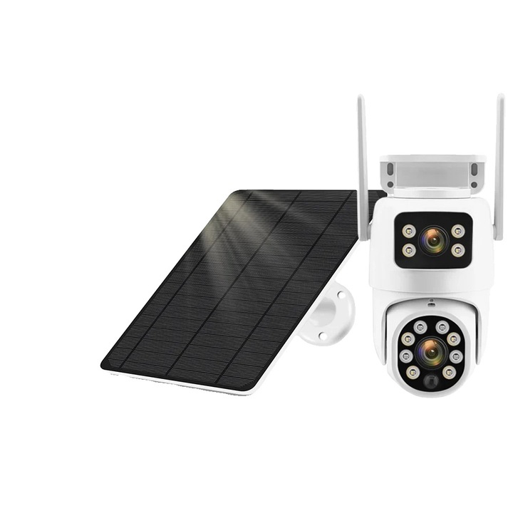 Камера за наблюдение, 4G, нощно виждане, 12MP, соларно захранване, монтаж на таван или стена, комплект с 32G карта