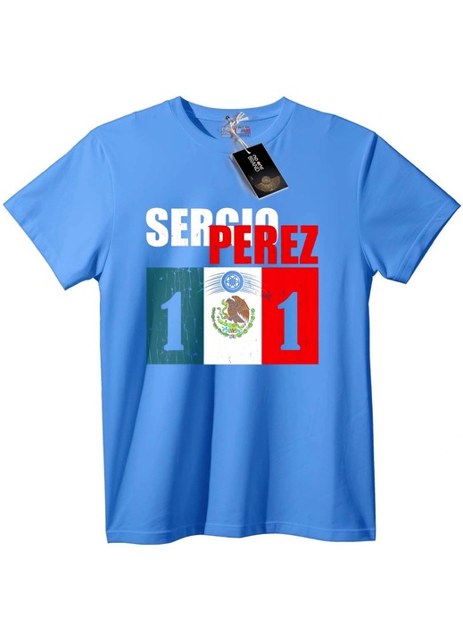 Tricou Sergio Perez F1 Mexic, Albastru deschis