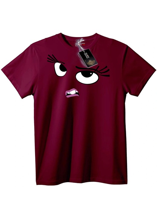 Tricou cu față de desene animate care face cu ochiul, Visiniu