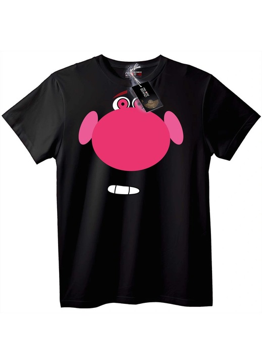 Tricou cu zâmbet roz de desene animate, Negru