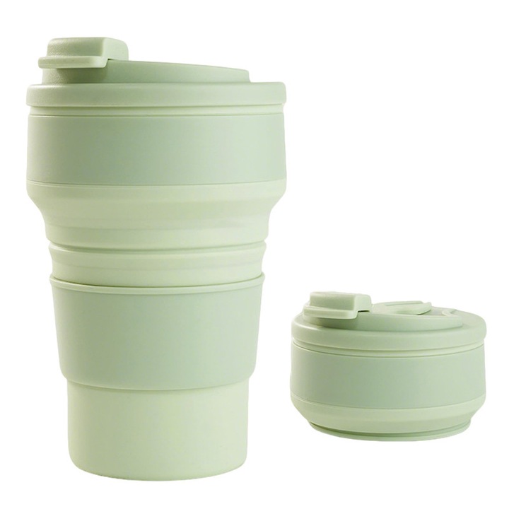 Cana pliabila Notekisskai 650ml silicon verde 17.3x7.3cm