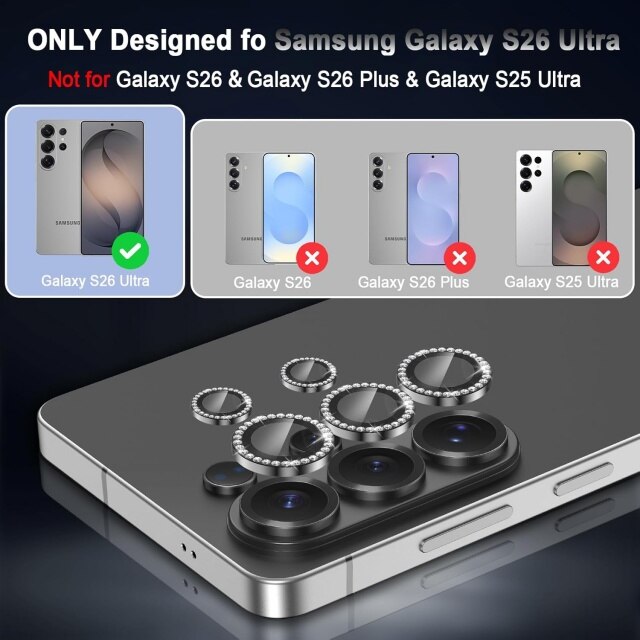 Folie protectie camera, Compatibil cu Galaxy S26 Ultra, 5 buc, Sticla securizata