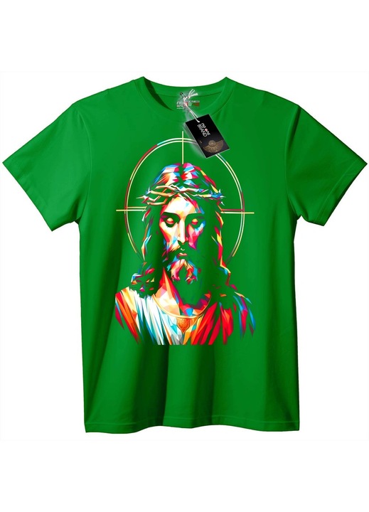 Színes Jézus póló, Zöld